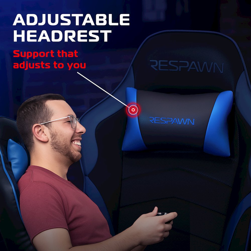 Reclining Gaming Chair with Footrest, Gaming Chair Recliner - Blue. Picture 3