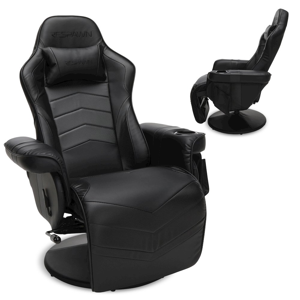 Reclining Gaming Chair with Footrest, Gaming Chair Recliner - Black. Picture 1