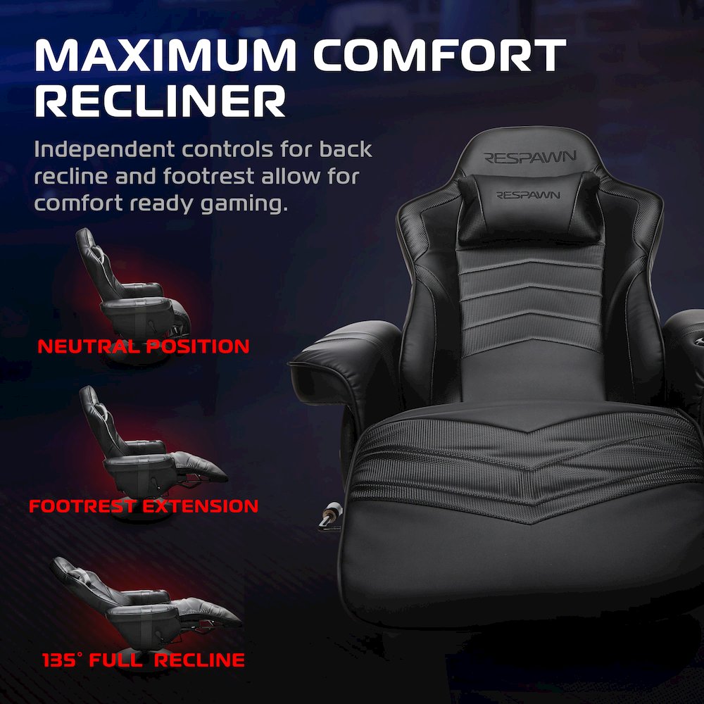 Reclining Gaming Chair with Footrest, Gaming Chair Recliner - Black. Picture 4