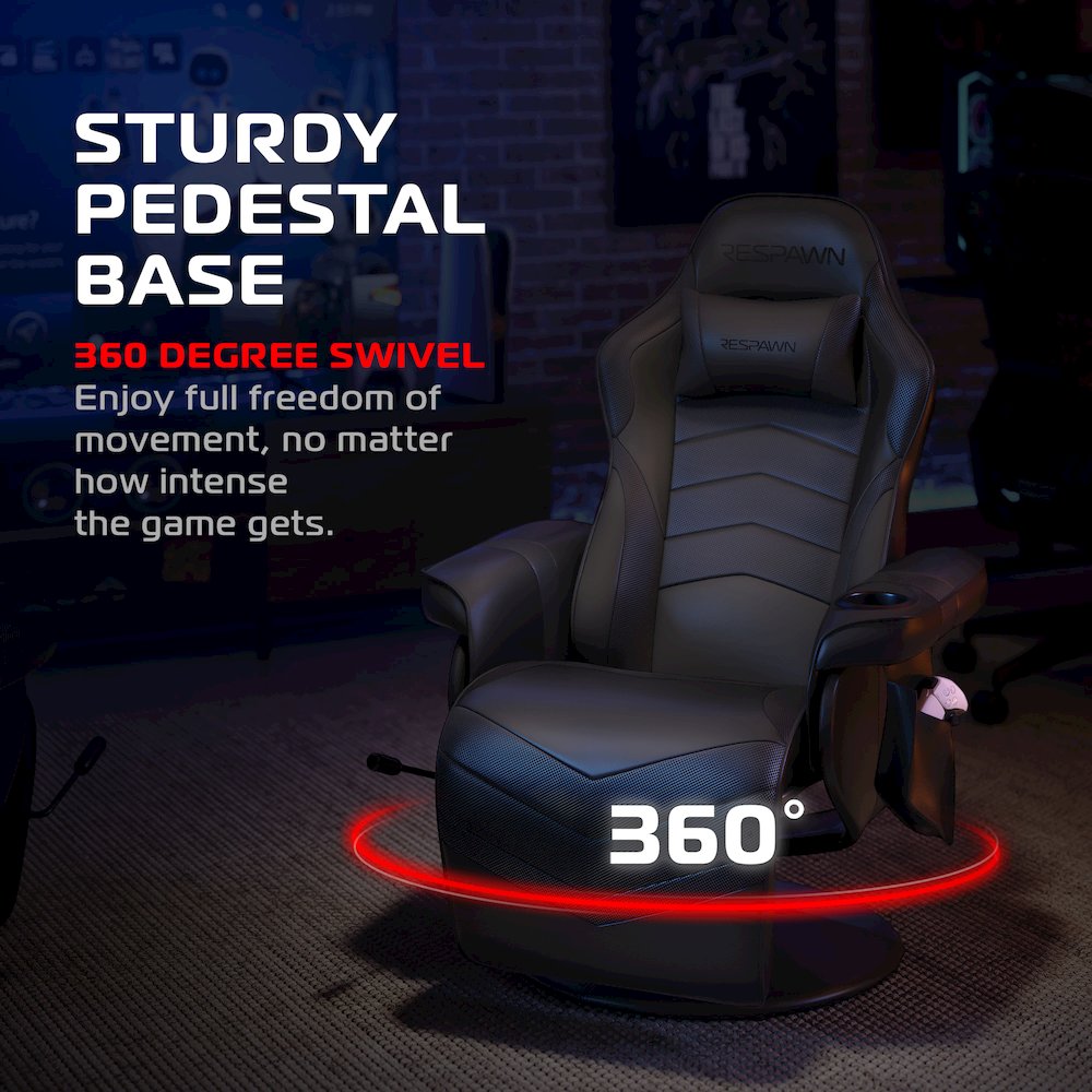 Reclining Gaming Chair with Footrest, Gaming Chair Recliner - Black. Picture 6
