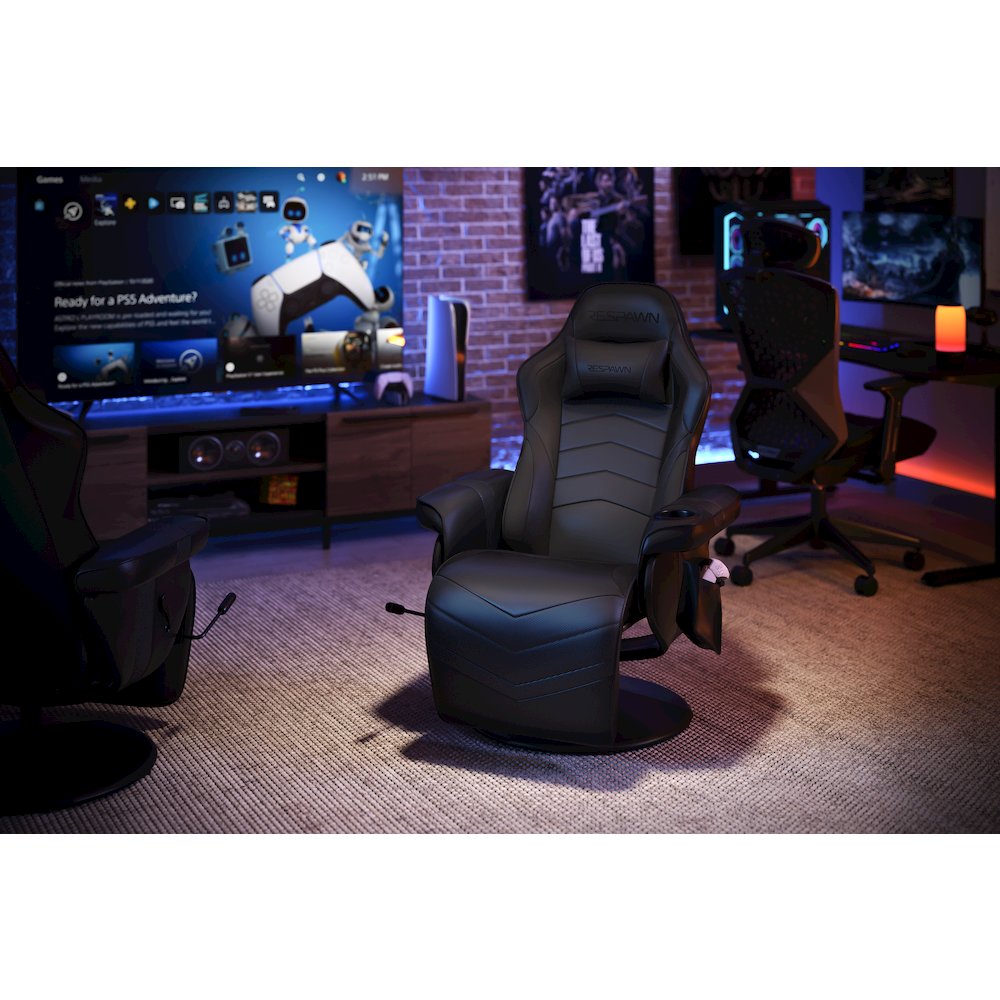 Reclining Gaming Chair with Footrest, Gaming Chair Recliner - Black. Picture 6
