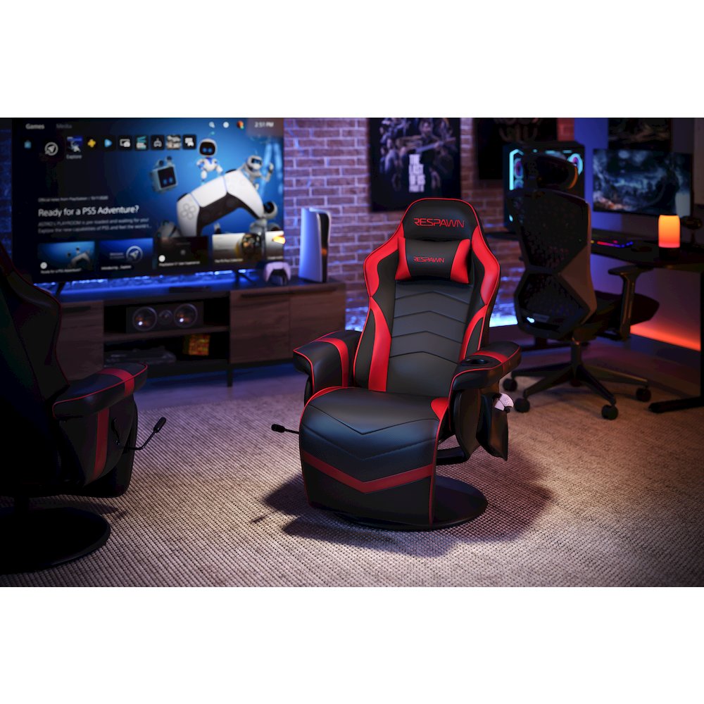Reclining Gaming Chair with Footrest, Gaming Chair Recliner - Red. Picture 6