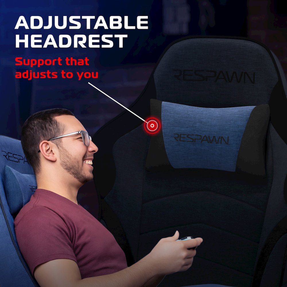 900 Console Gaming Recliner with Footrest and Lumbar Support, Blue Fabric. Picture 3