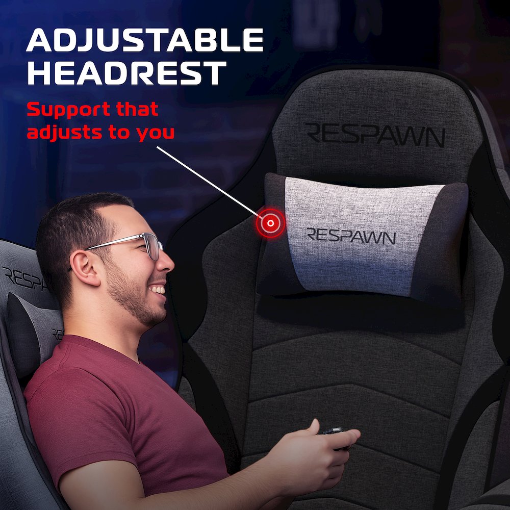 Reclining Gaming Chair with Footrest - Gray Fabric. Picture 3