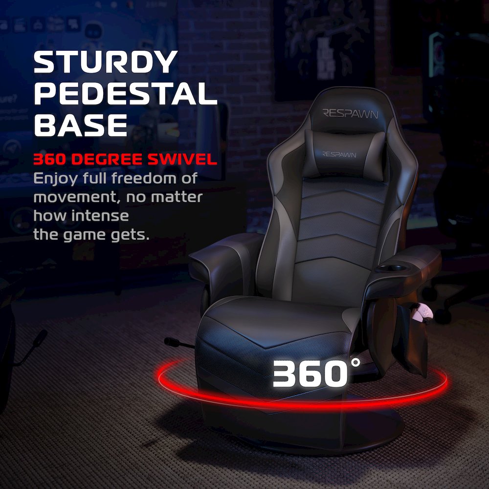 Reclining Gaming Chair with Footrest, Gaming Chair Recliner - Grey. Picture 6