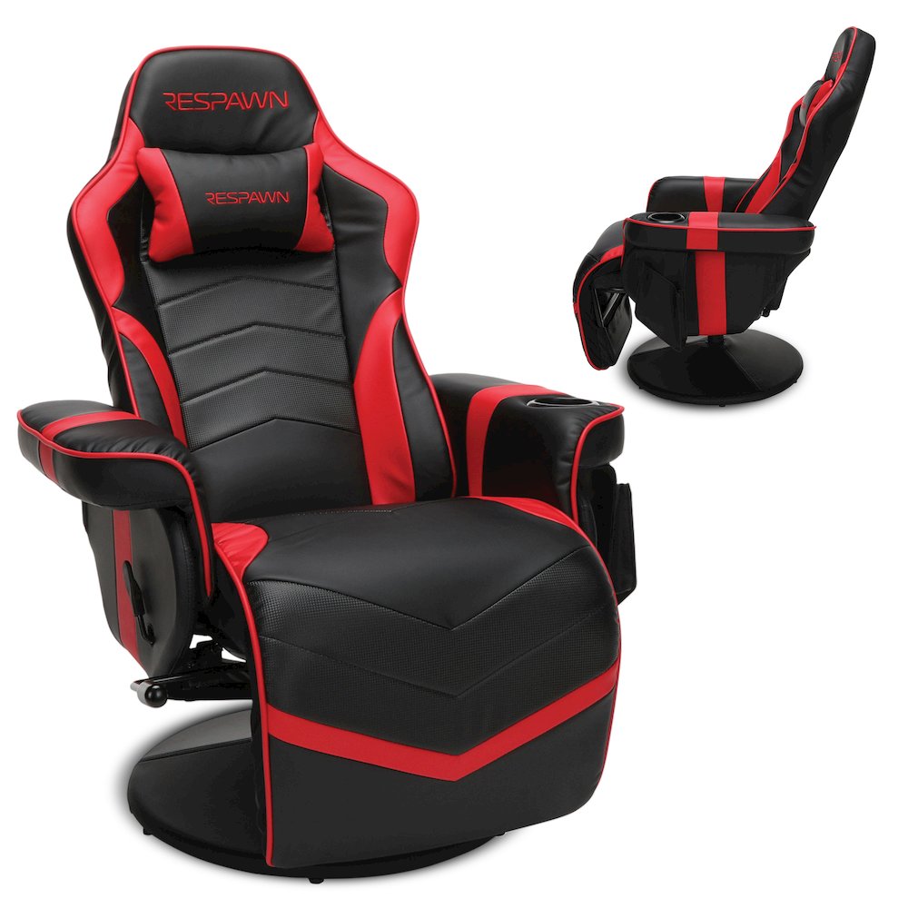 Reclining Gaming Chair with Footrest, Gaming Chair Recliner - Red. Picture 1