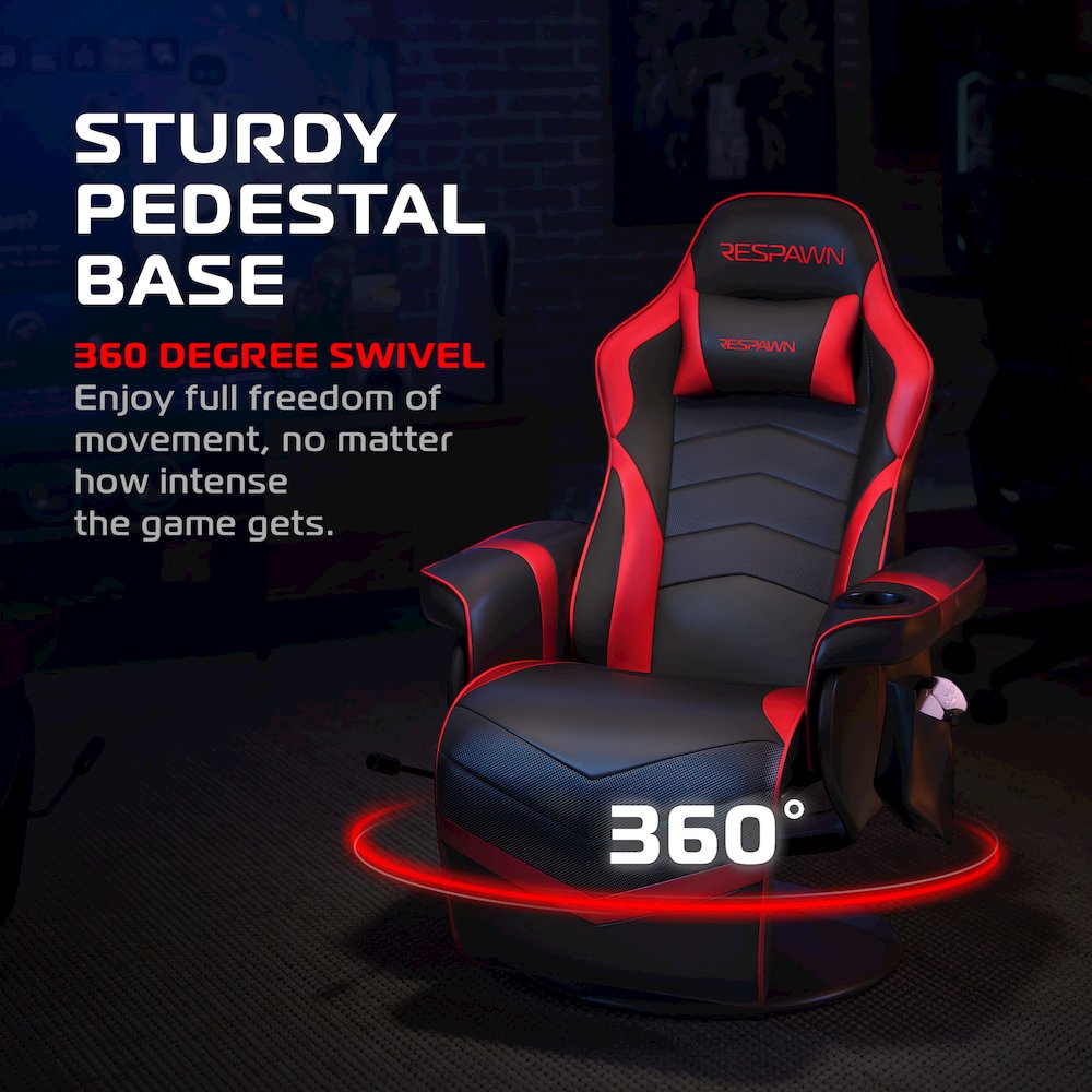 Reclining Gaming Chair with Footrest, Gaming Chair Recliner - Red. Picture 6