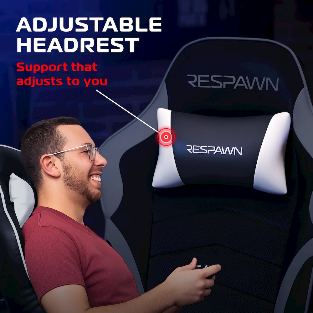 Reclining Gaming Chair with Footrest, Gaming Chair Recliner - White. Picture 3