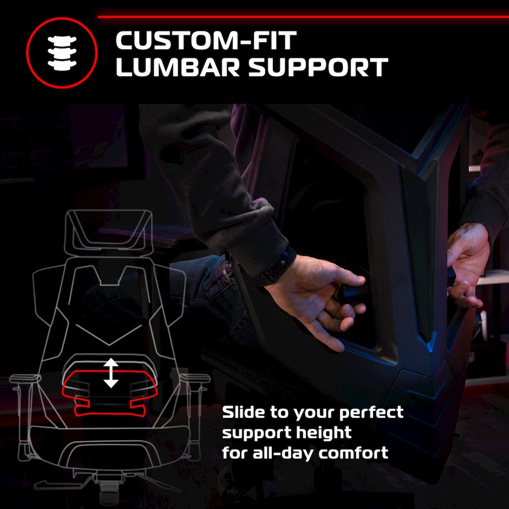 Gaming Chair With Lumbar Support, With Wheels for Computer/Desk/Office - Black. Picture 6