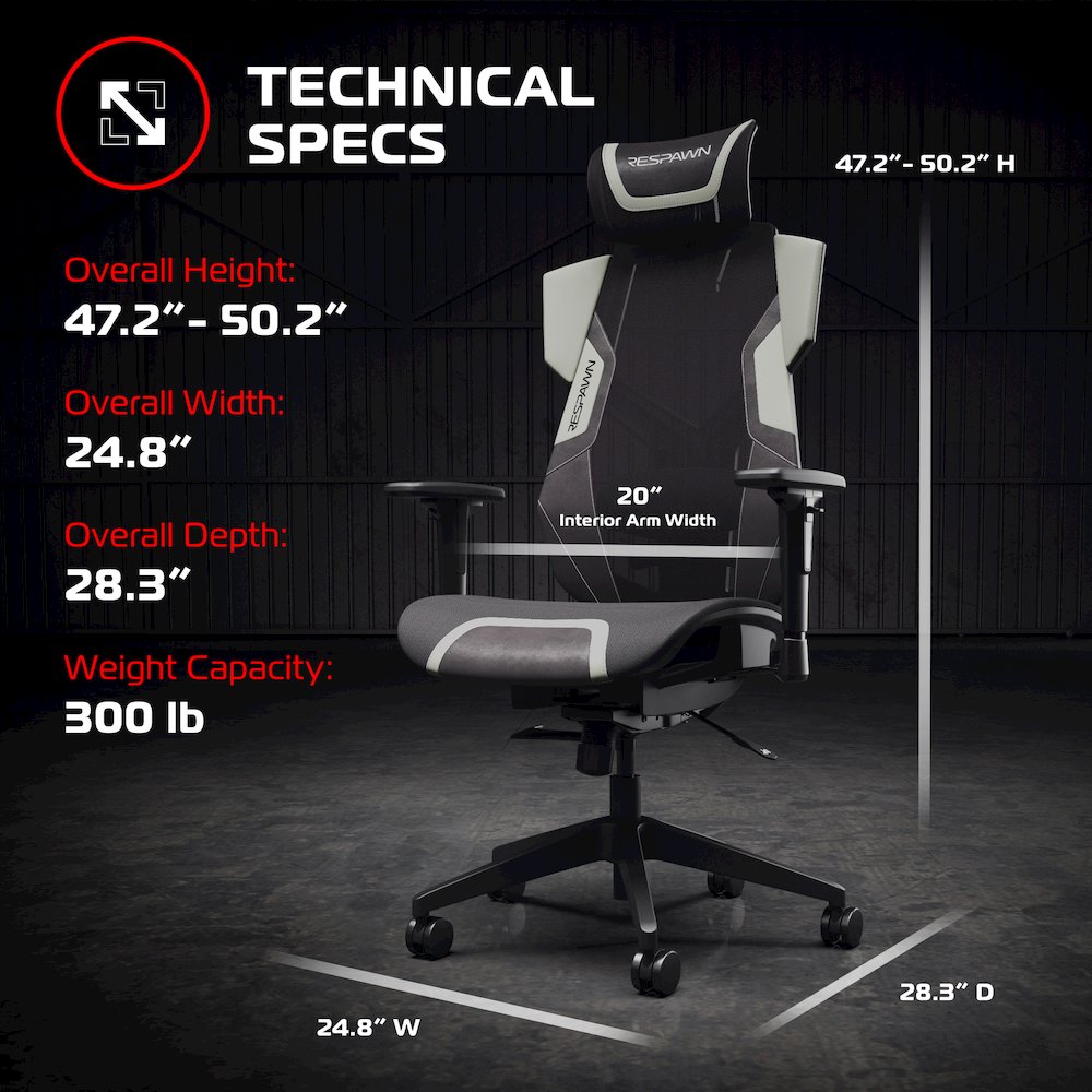 Gaming Chair With Lumbar Support, With Wheels for Computer/Desk/Office - Gray. Picture 2