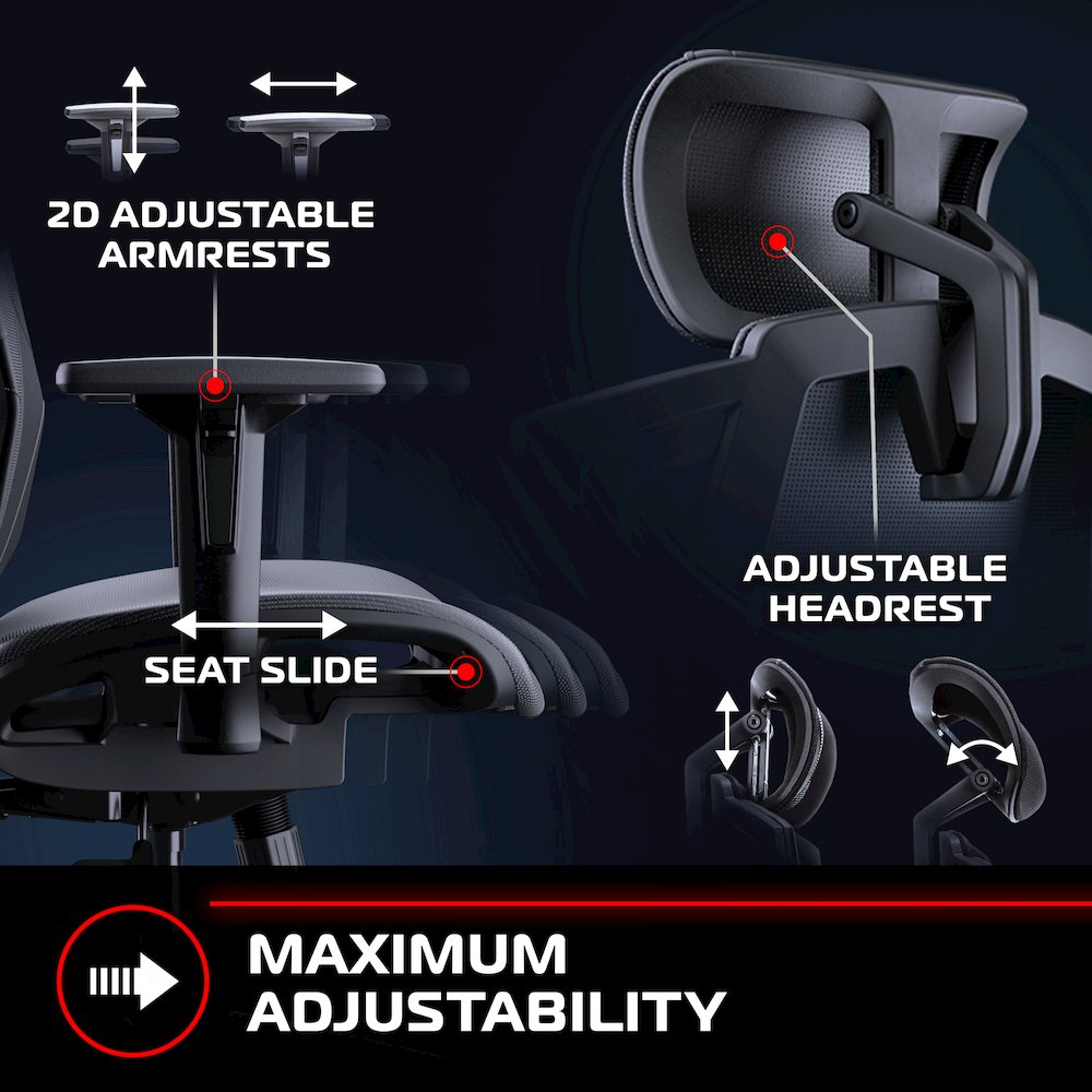 Gaming Chair With Lumbar Support, With Wheels for Computer/Desk/Office - Gray. Picture 5