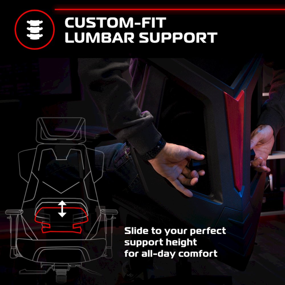 Gaming Chair With Lumbar Support, With Wheels for Computer/Desk/Office - Red. Picture 6