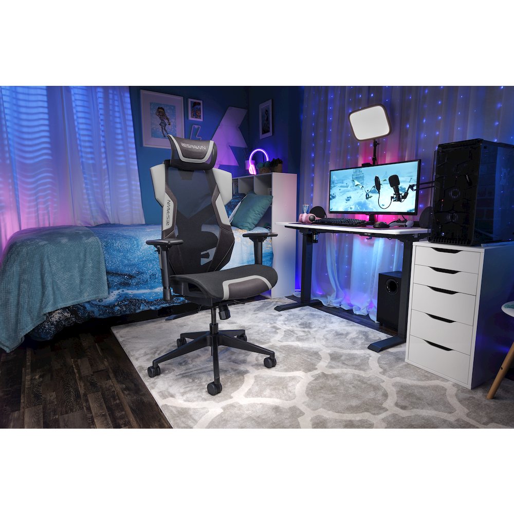 Gaming Chair With Lumbar Support, With Wheels for Computer/Desk/Office - Gray. Picture 5