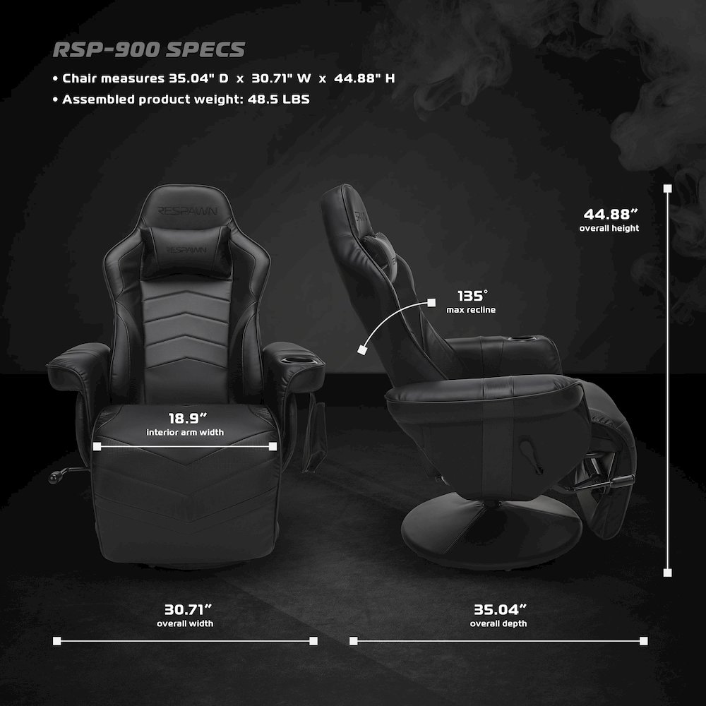 Reclining Gaming Chair with Footrest, Gaming Chair Recliner - Black. Picture 7