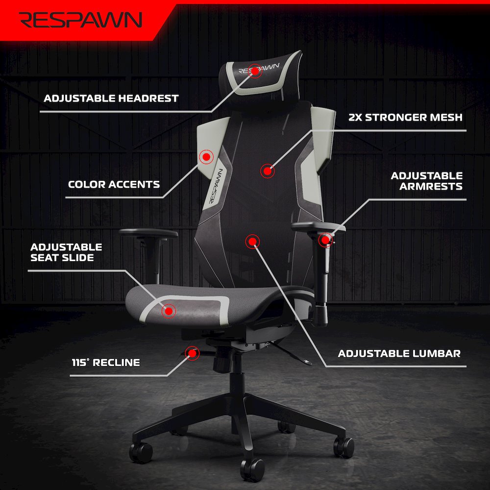 Gaming Chair With Lumbar Support, With Wheels for Computer/Desk/Office - Gray. Picture 8