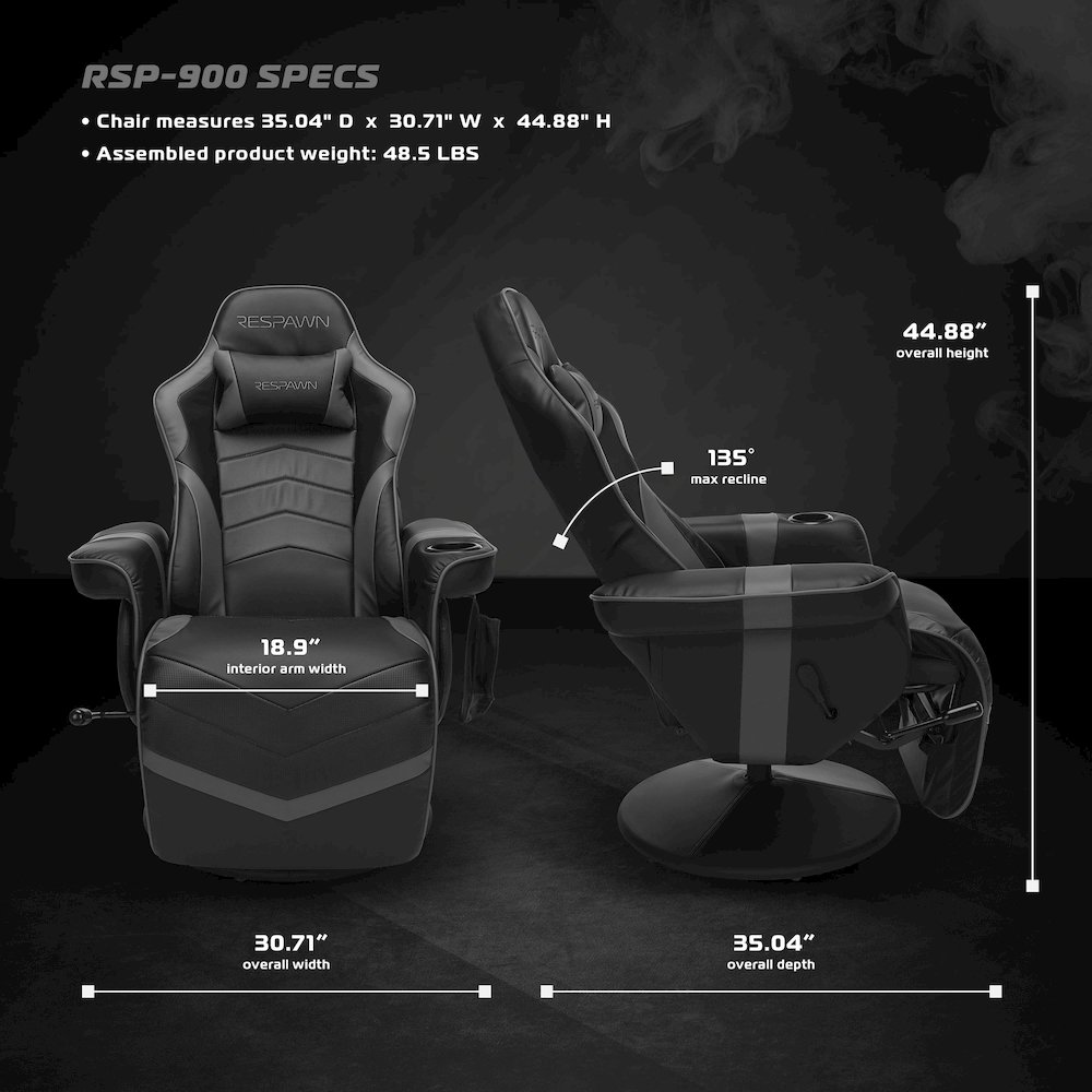Reclining Gaming Chair with Footrest, Gaming Chair Recliner - Grey. Picture 7