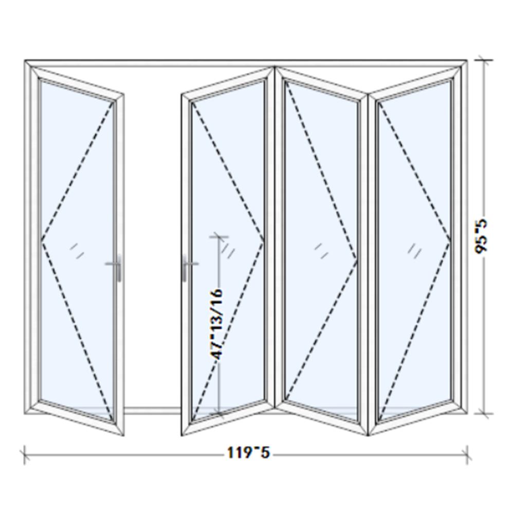 4 Panels Alumnium Folding Door In White, Folded From Left To Right. Picture 3