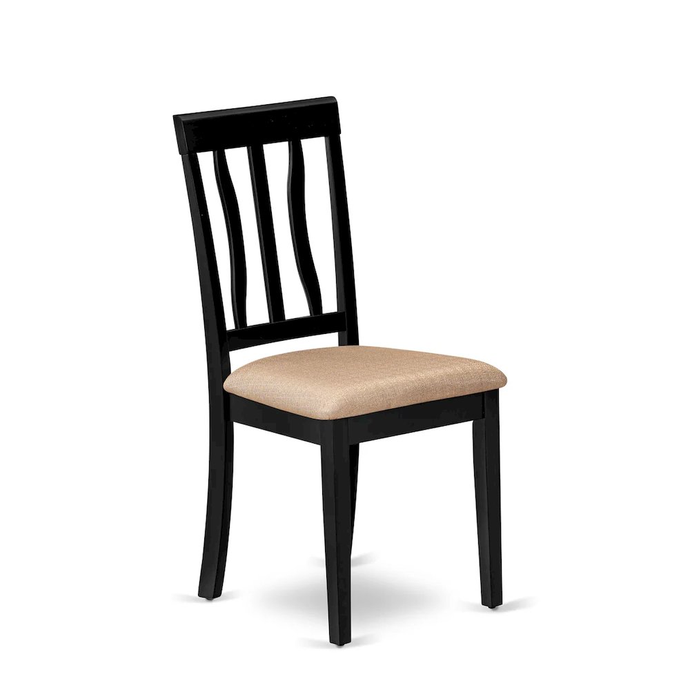 Antique Dining Chairs - Linen Fabric Upholstered Wood Chairs, Set of 2. Picture 2