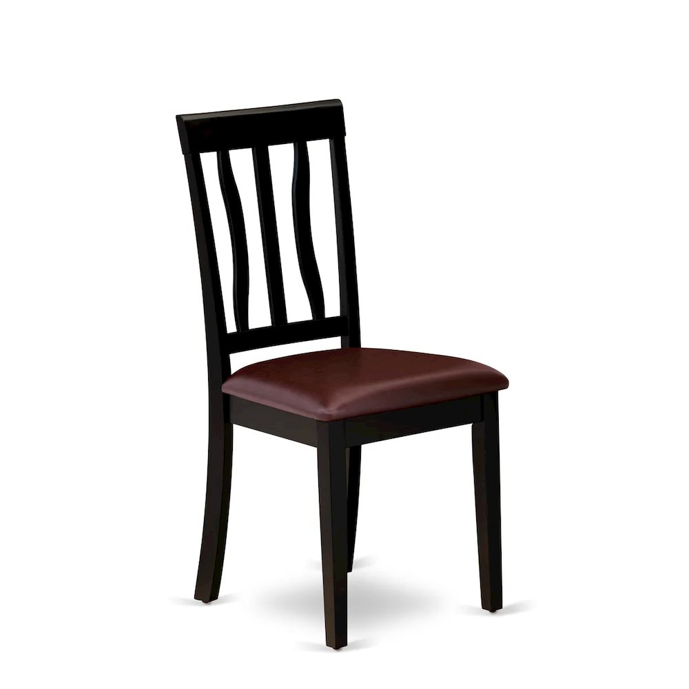 Antique Dining Room Chairs - Faux Leather Upholstered Wooden Chairs, Set of 2. Picture 6