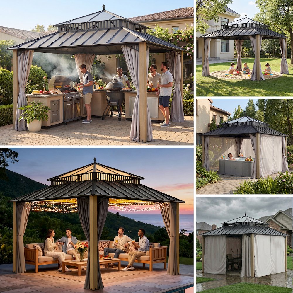 12 ft. x 12 ft. Kingston Extra-Tall, Wide Hardtop Wood Gazebo. Picture 5