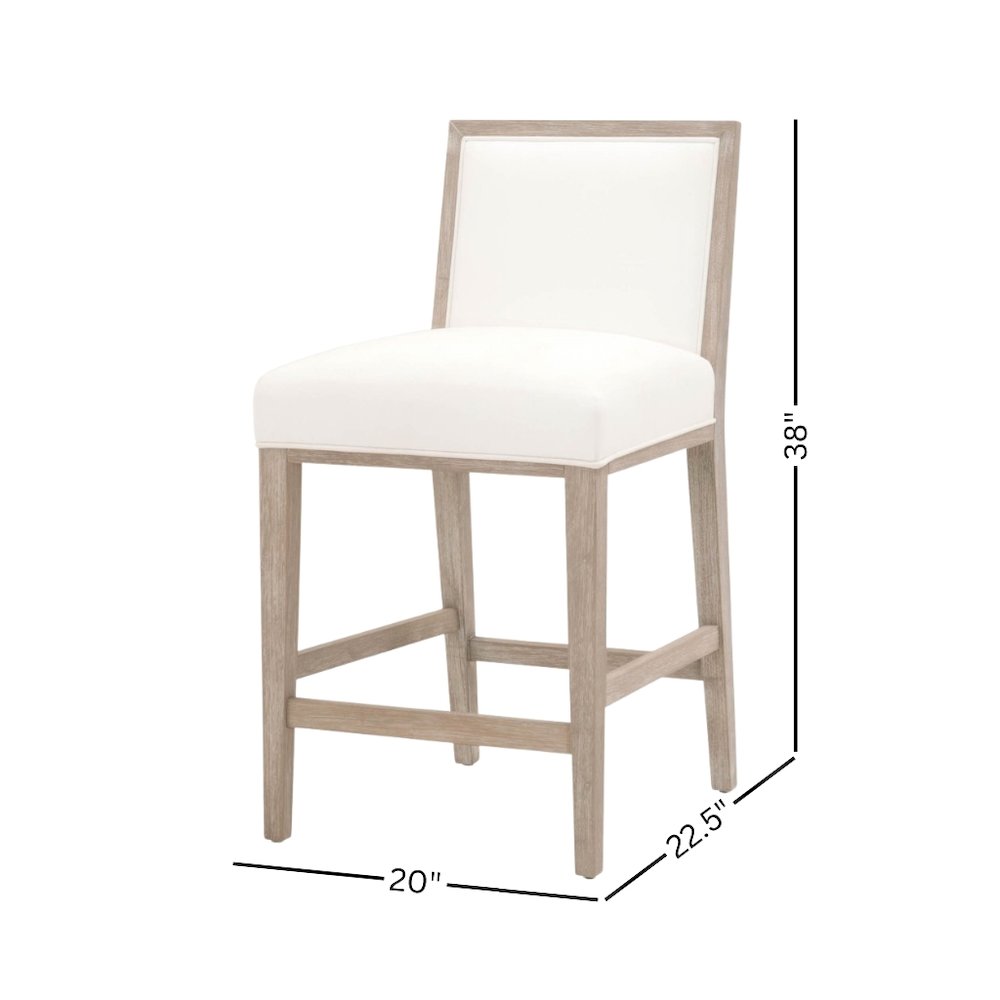 White Counter Stool 2-Piece Set, Upholstered, Rubberwood Frame. Picture 11