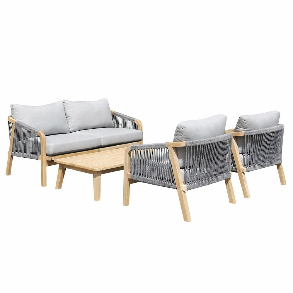 Lola 4 Piece Sofa Set Grey In Acacia. Picture 2