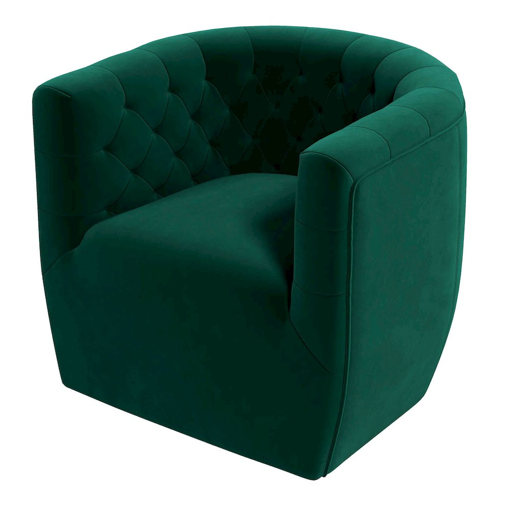 Delaney Green Velvet Swivel Chair. Picture 1