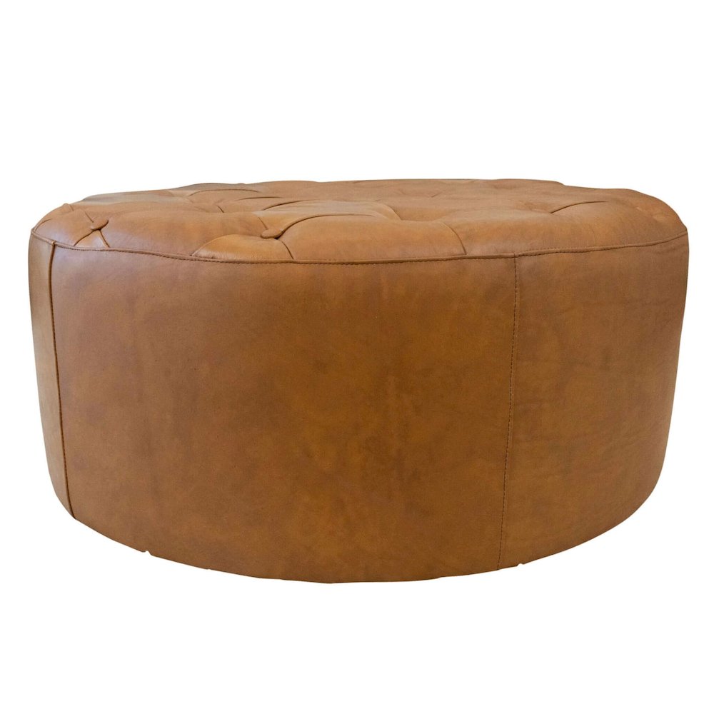 Seletar  Tan Leather Ottoman. Picture 1