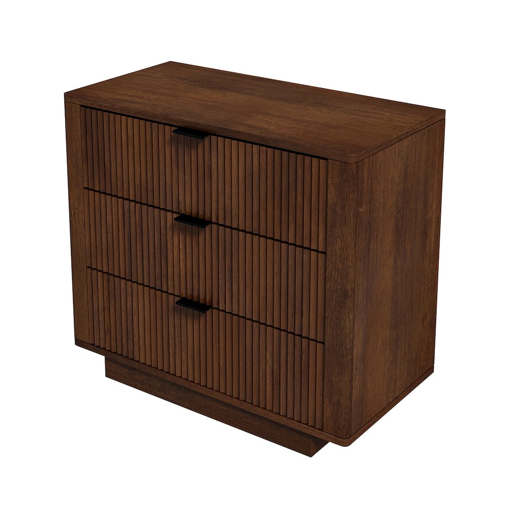 Lola Walnut Nightstand 3-Drawer. Picture 1