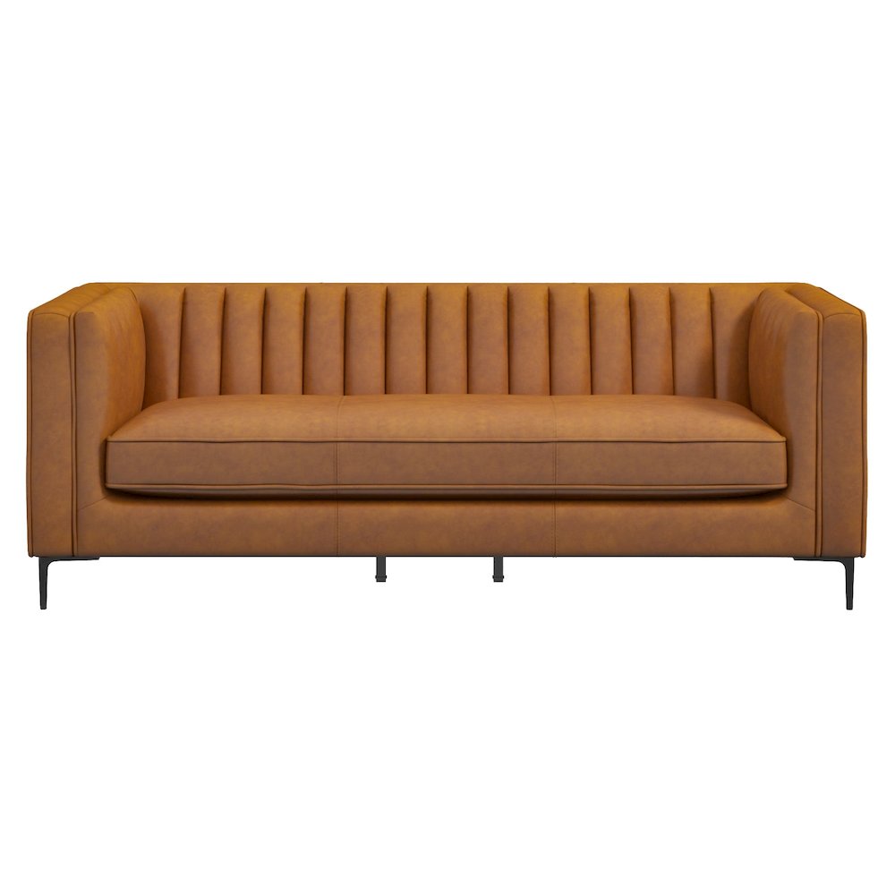 Angelina Cognac PU Leather Sofa 84". Picture 1