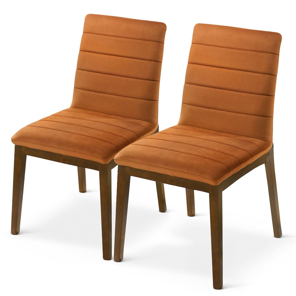 Ines Burnt Orange Velvet Dining Chair (Set Of 2). Picture 1