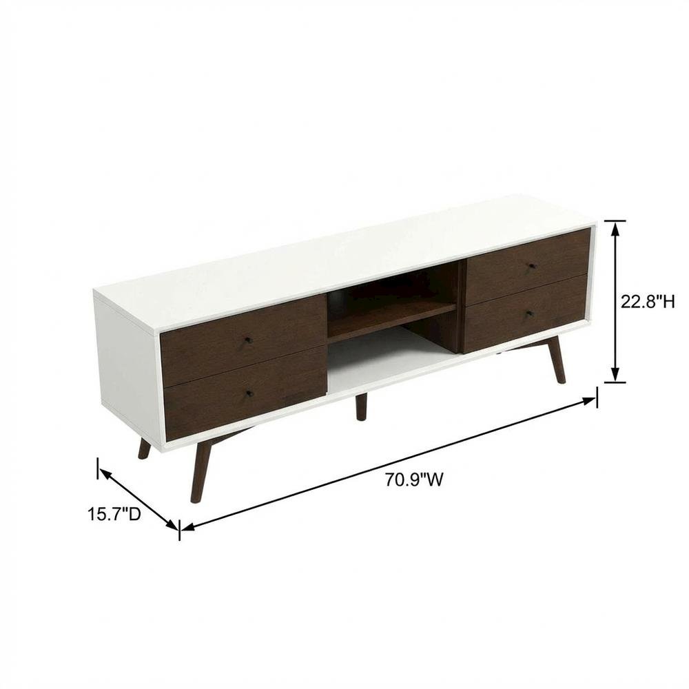 White Walnut TV Stand, Up to 72 Inches, Wood Construction, Modern Style. Picture 7