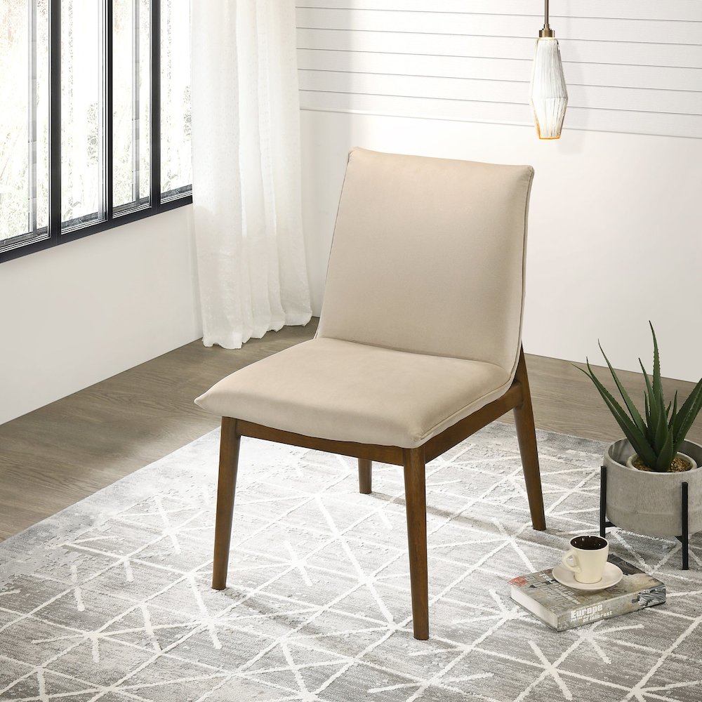Monza Beige Velvet Dining Chair (Set Of 2). Picture 2