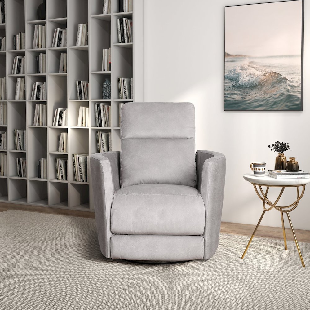 Lawson Swivel Glider Linen Recliner Chair - Latte. Picture 2