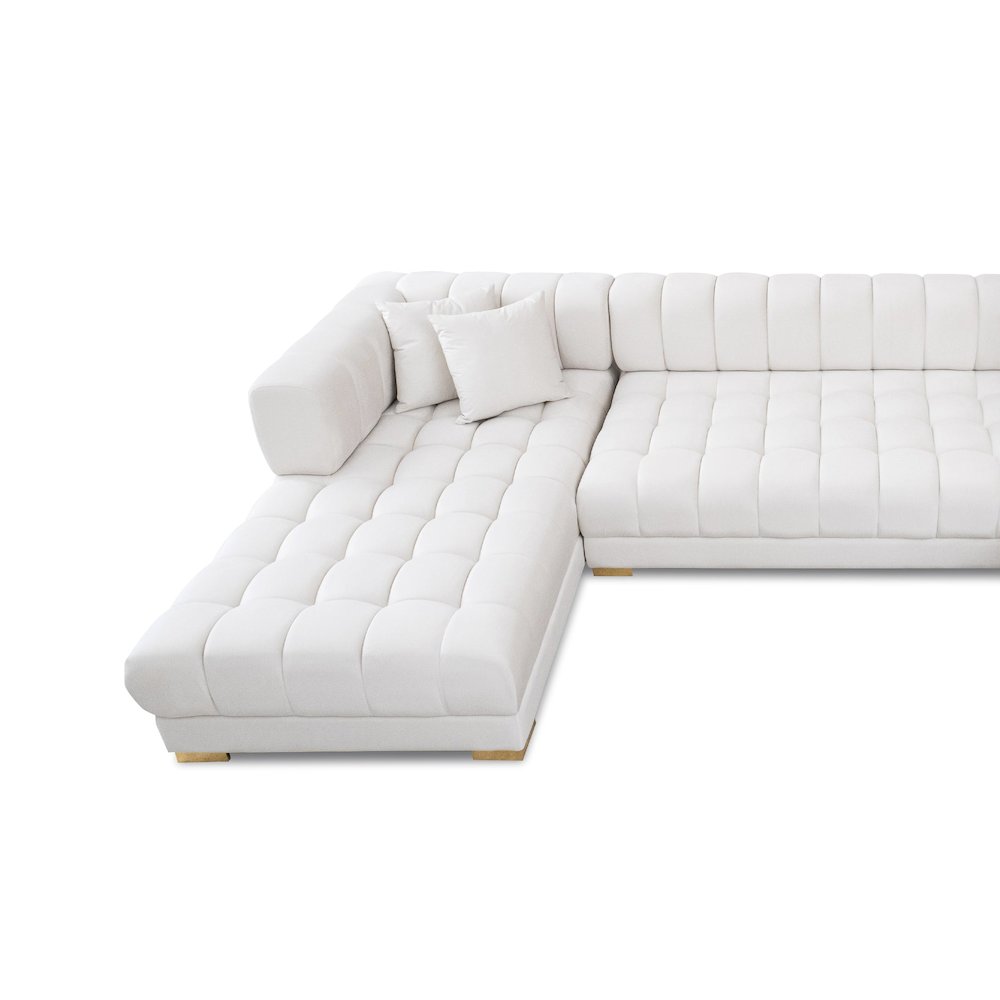 Marlow Ivory Velvet U Shape Corner Sofa. Picture 6