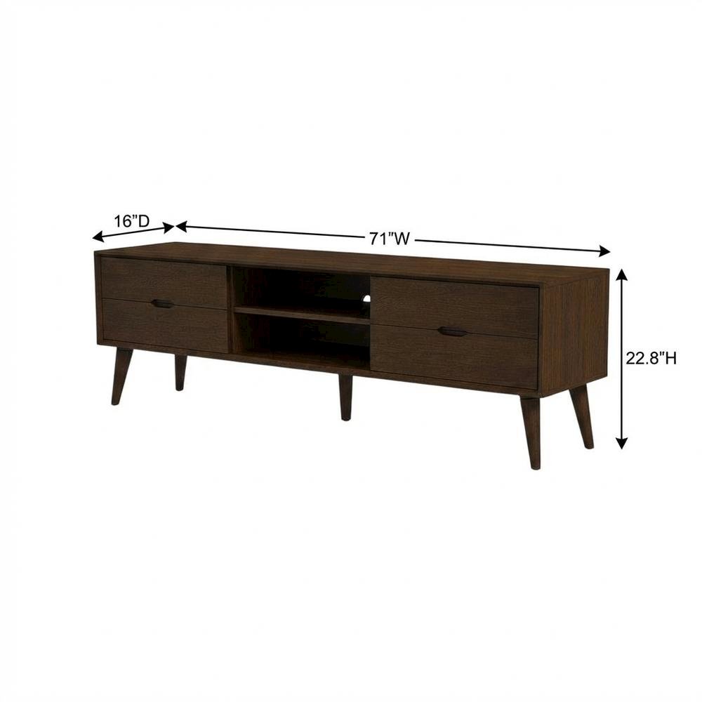 Wooden TV Stand in Walnut Finish with Ample Storage Space. Picture 7