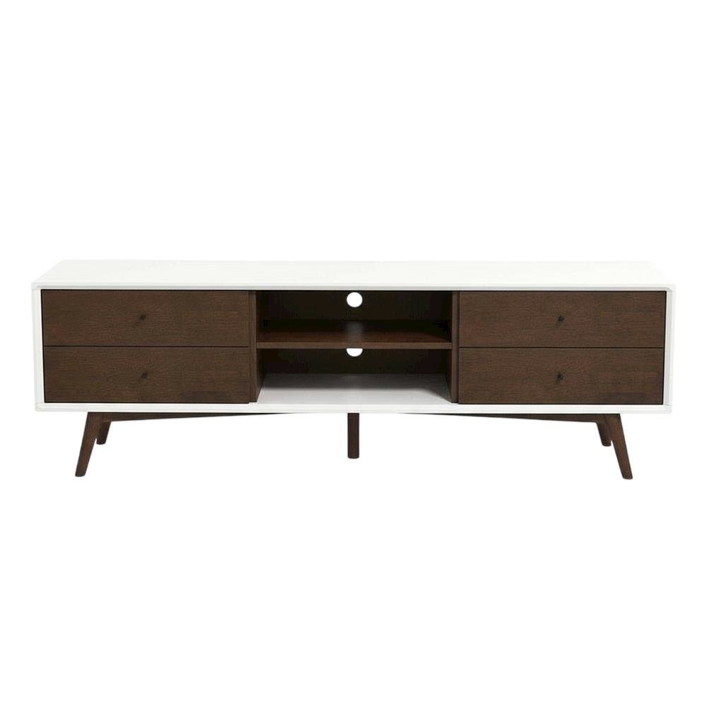 White Walnut TV Stand, Up to 72 Inches, Wood Construction, Modern Style. Picture 4