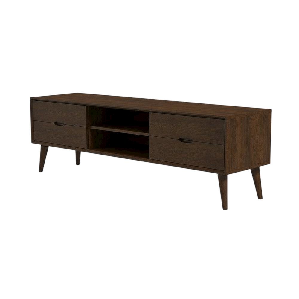 Wooden TV Stand in Walnut Finish with Ample Storage Space. Picture 4