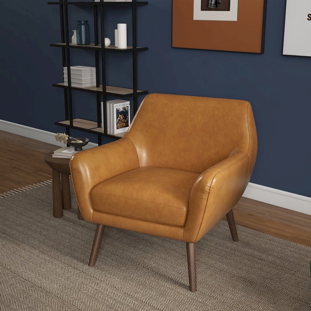 Panom Tan Leather Lounge Chair. Picture 5