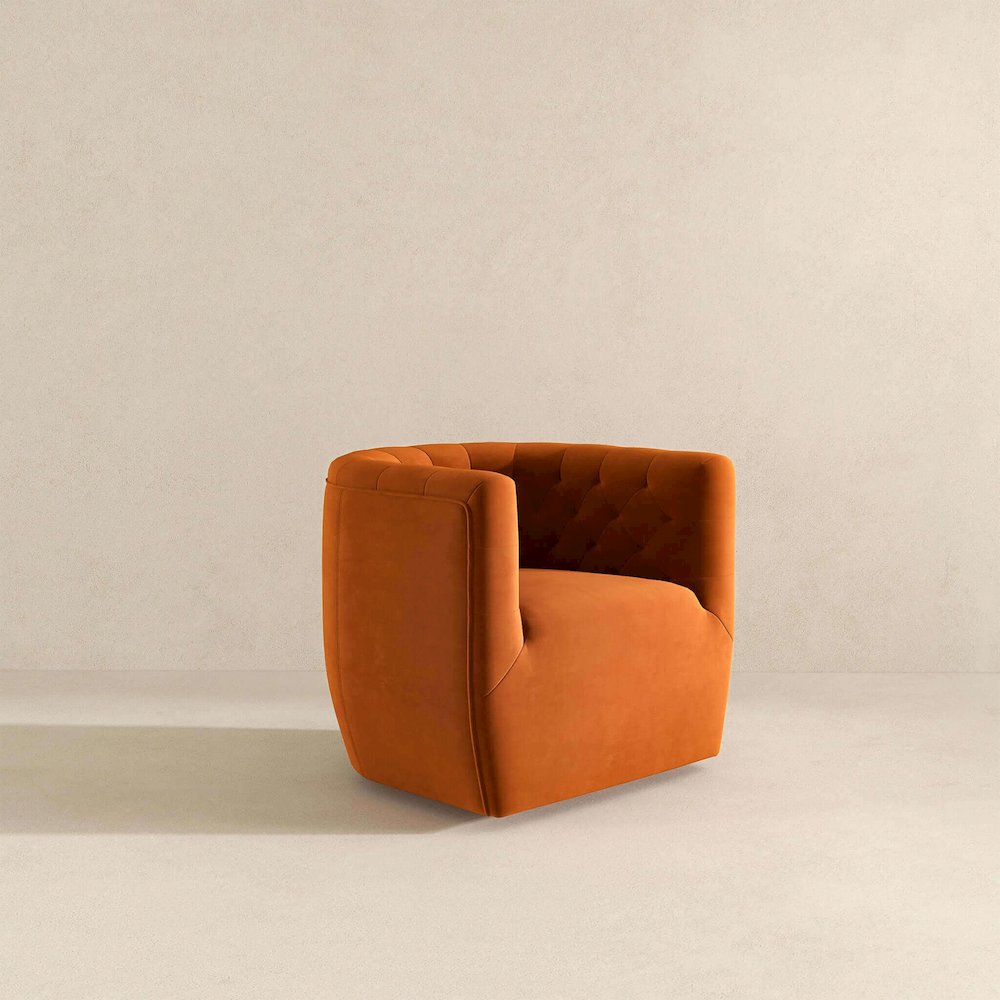 Delaney Burnt Orange Velvet Swivel Chair. Picture 4