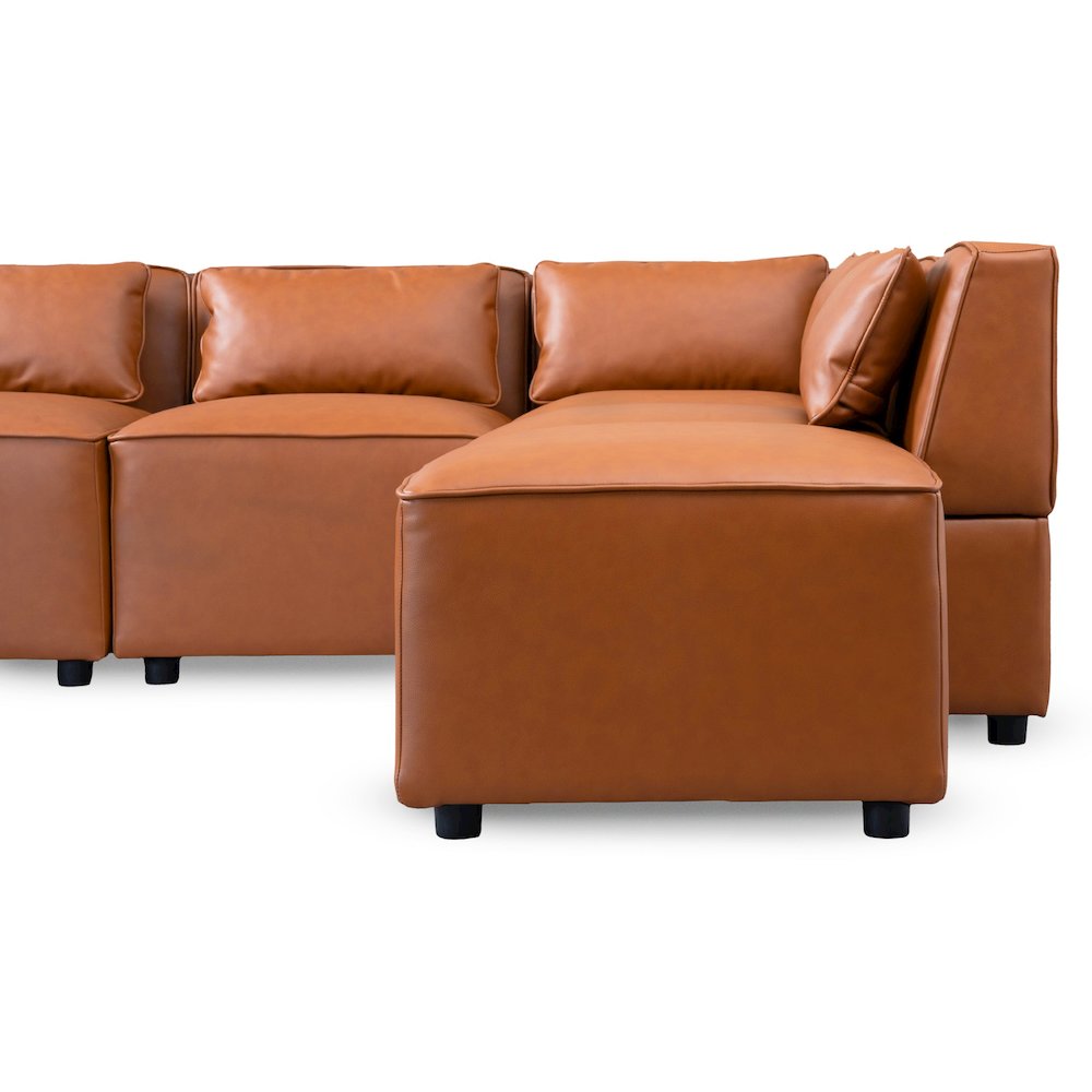 Wexford Cognac Vegan Leather Modular Sofa. Picture 5