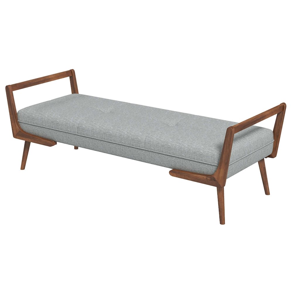 Cora Mid Century Modern Grey Fabric Bench. Picture 2