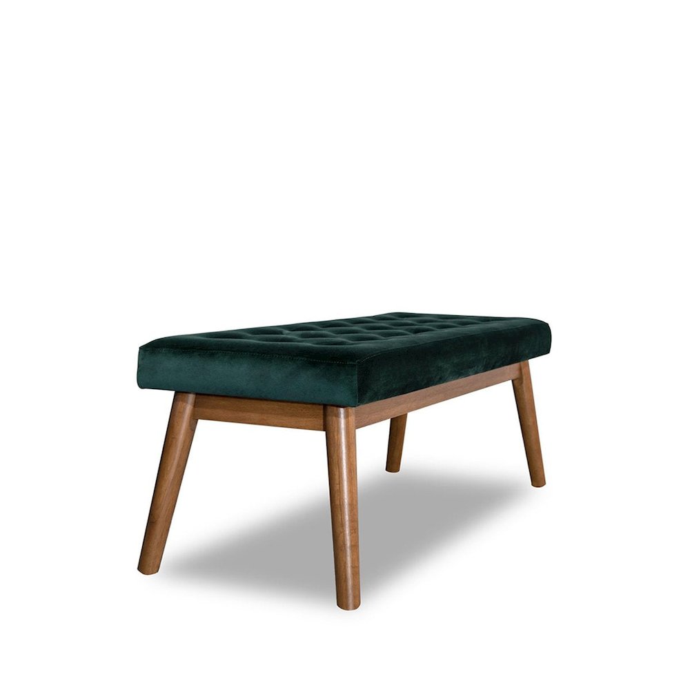 Delilah Modern Bench - Green Velvet. Picture 3