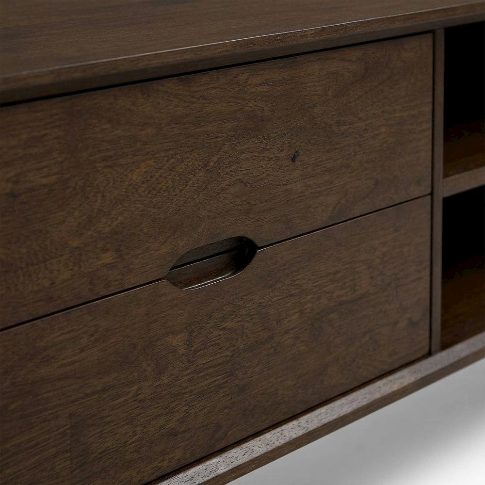 Wooden TV Stand in Walnut Finish with Ample Storage Space. Picture 5