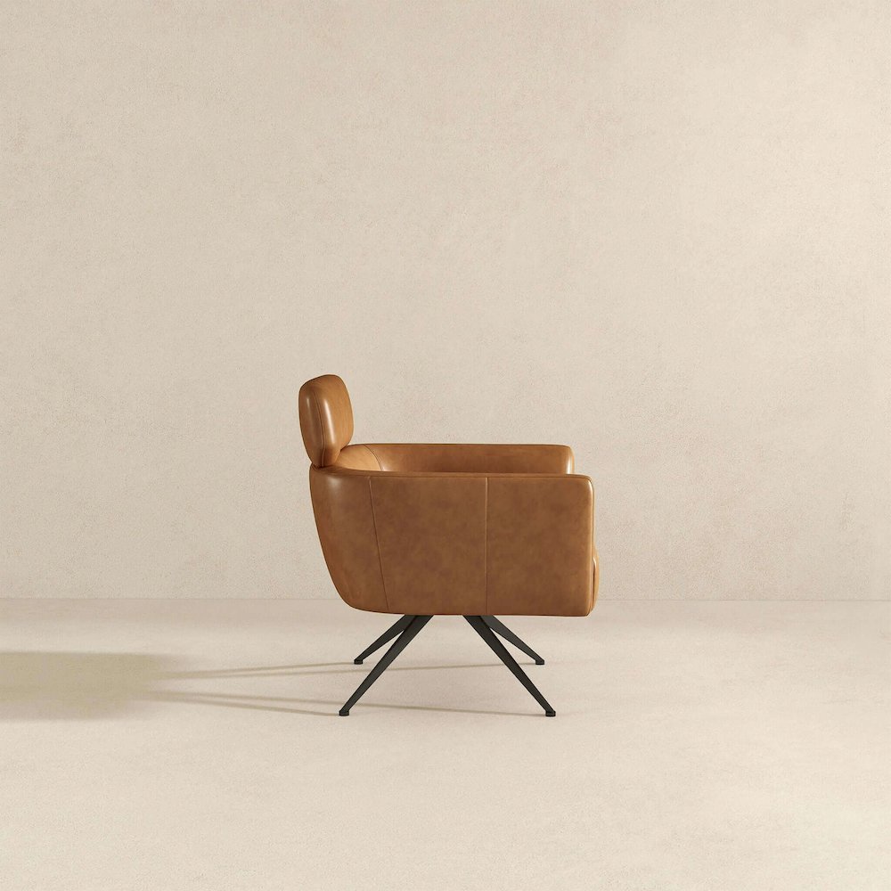 Camila Tan Leather Lounge Chair. Picture 6
