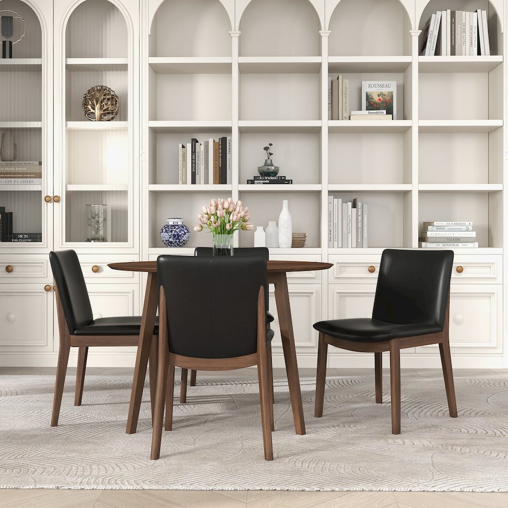 Laura  Black PU Solid Wood Dining Chair (Set Of 2). Picture 6