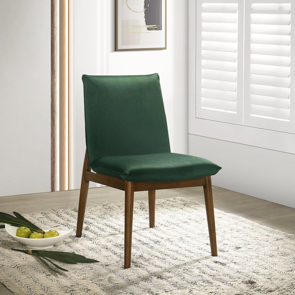 Monza Dark Green Velvet Dining Chair (Set Of 2). Picture 3
