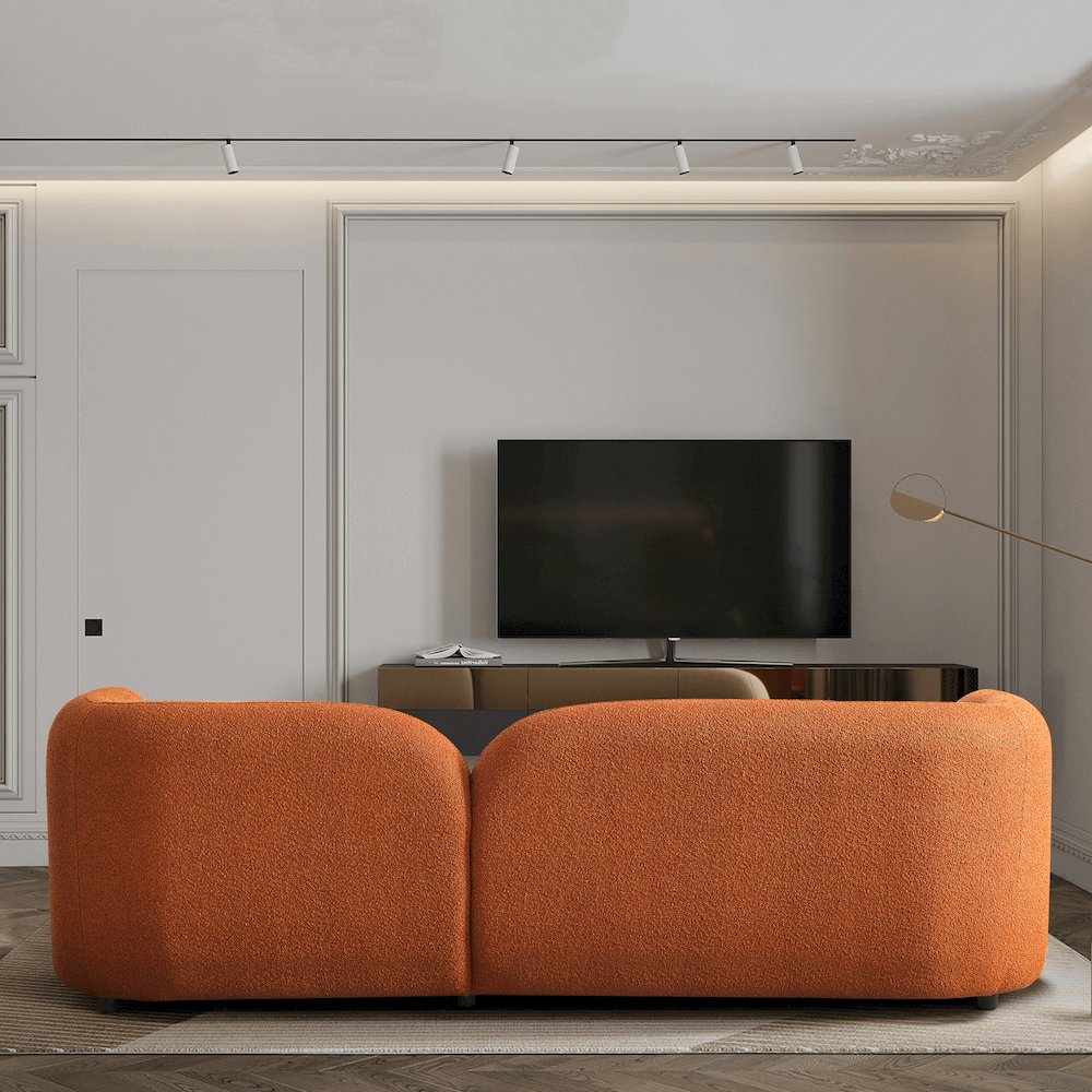 Donna Japandi Style Burnt Orange Boucle Sofa. Picture 3