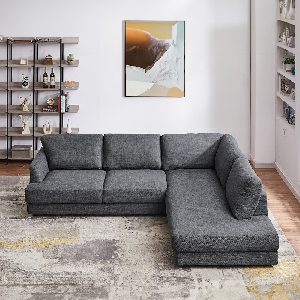 Glander Grey Fabric Right-Facing Sectional Sofa. Picture 5