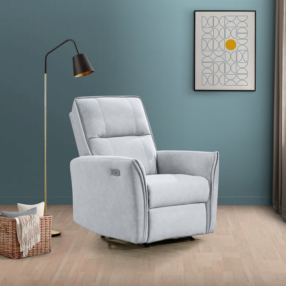 Asheville Grey Suede Recliner Chair. Picture 4